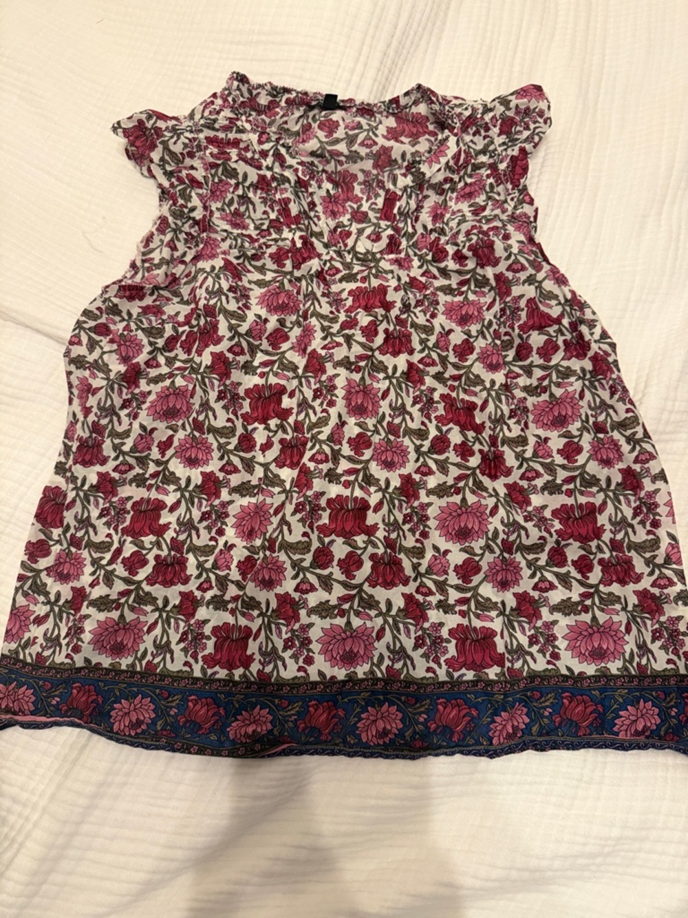 Talbots White Camisole with Pink and Green Floral Print